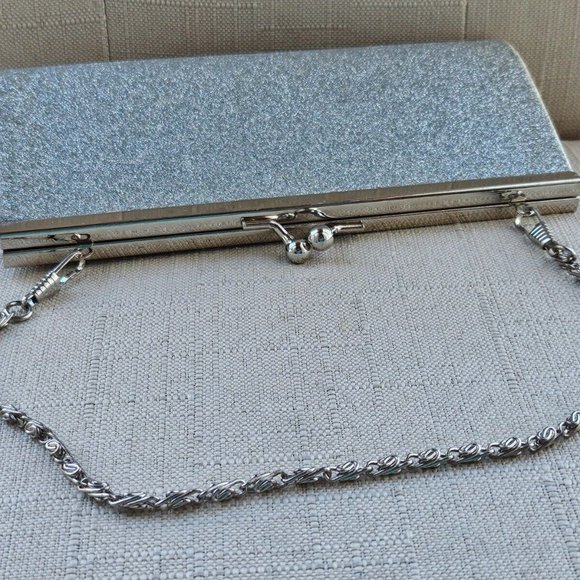 Girl Purse Fancy Silver Tone Sparkling Clutch Small Bag Fashion Bag - Picture 2 of 8